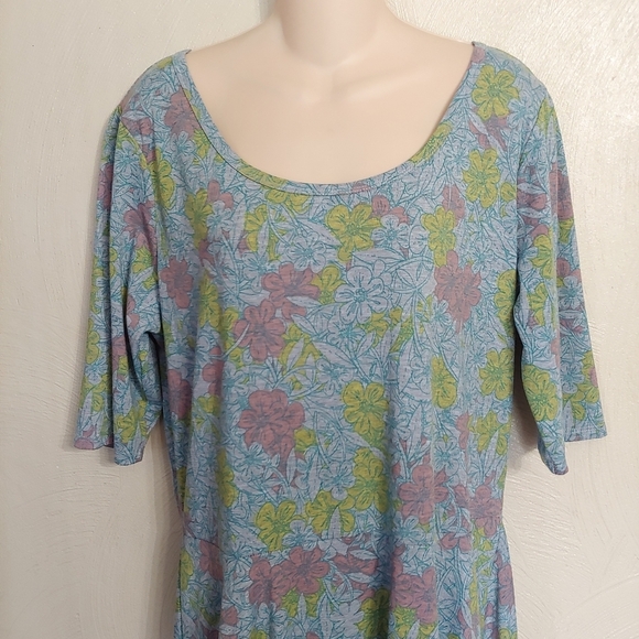 LuLaRoe Gray Blue Floral Nicole Dress Size Womens 3XL 26-28 NEW - Picture 3 of 10
